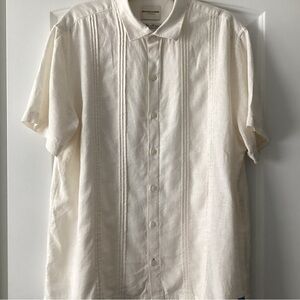 Scotch & Soda Men's Off-White Woven Button Down Shirt